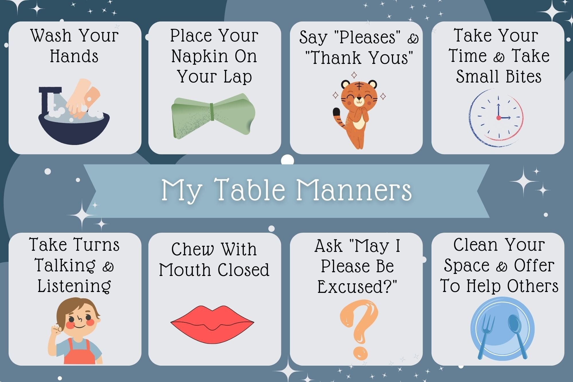 Editable Table Manners, Table Manners Montessori Placemat, Habit