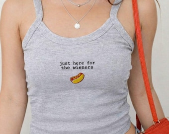 Embroidered Hot Dog Martini Tank Top – Funny Summer Beach Dog Lover Shirt, Just here for the wieners