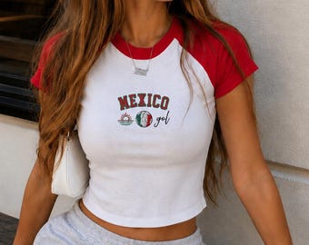 Mexico Futbol Raglan Baby Tee, Gol Soccer Shirt, Football Girl Summer Top, Sporty Coquette Outfit, Latina Aesthetic Tee