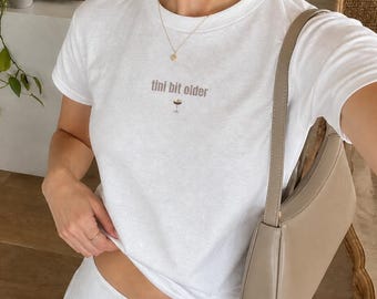 tini bit drunk baby tee, espresso martini shirt, birthday shirt, bachelorette party tee, girls trip outfit top, bride to be top
