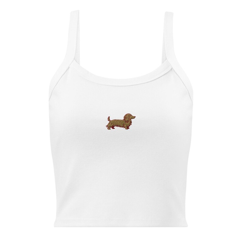 Embroidered Long Hair Dachshund Tank Top, Doxie lover gift, Sausage Dog Shirt, Wiener top