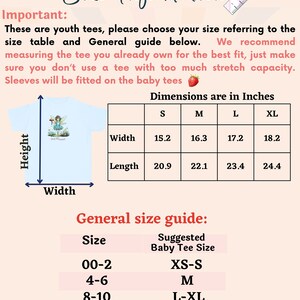 Peut inclure: T-shirt bleu clair pour enfants avec un motif de f&eacute;e. Le tableau des tailles indique les dimensions en cm : largeur de 38,6 &agrave; 46,2 cm, longueur de 53,1 &agrave; 62 cm. Guide des tailles : 00-2 (XS-S), 4-6 (M), 8-10 (L-XL).