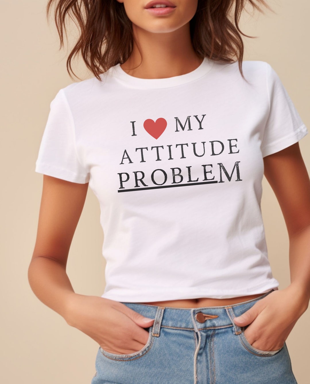 I Love My Attitude Problem Y2k Baby Tee I Heart Tee Slogan - Etsy