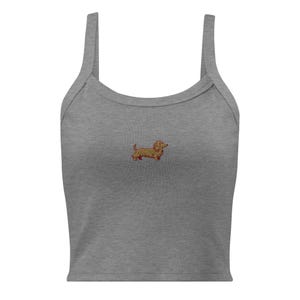 Embroidered Long Hair Dachshund Tank Top, Doxie lover gift, Sausage Dog Shirt, Wiener top