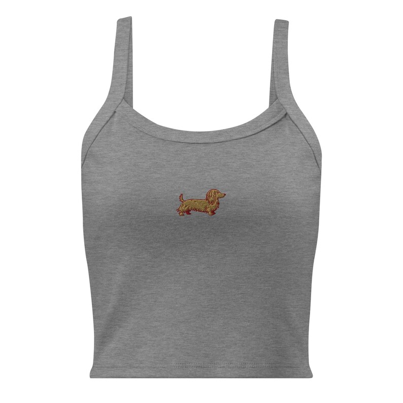 Embroidered Long Hair Dachshund Tank Top, Doxie lover gift, Sausage Dog Shirt, Wiener top