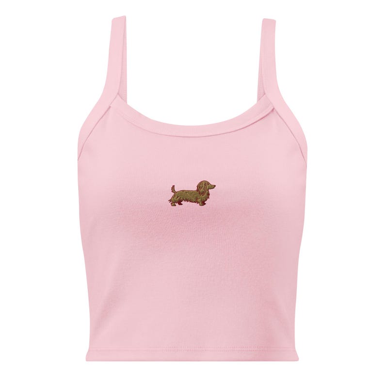 Embroidered Long Hair Dachshund Tank Top, Doxie lover gift, Sausage Dog Shirt, Wiener top