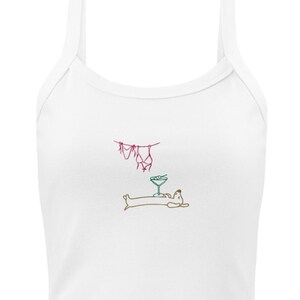 Embroidered Tinis Weenies and Bikinis Shirt Funny Dachshund Tee Sausage Dog Martini Beach Shirt Wiener Dog Gift Summer Dog Lover T-Shirt image 2