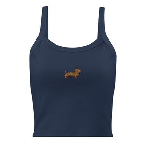 Embroidered Long Hair Dachshund Tank Top, Doxie lover gift, Sausage Dog Shirt, Wiener top
