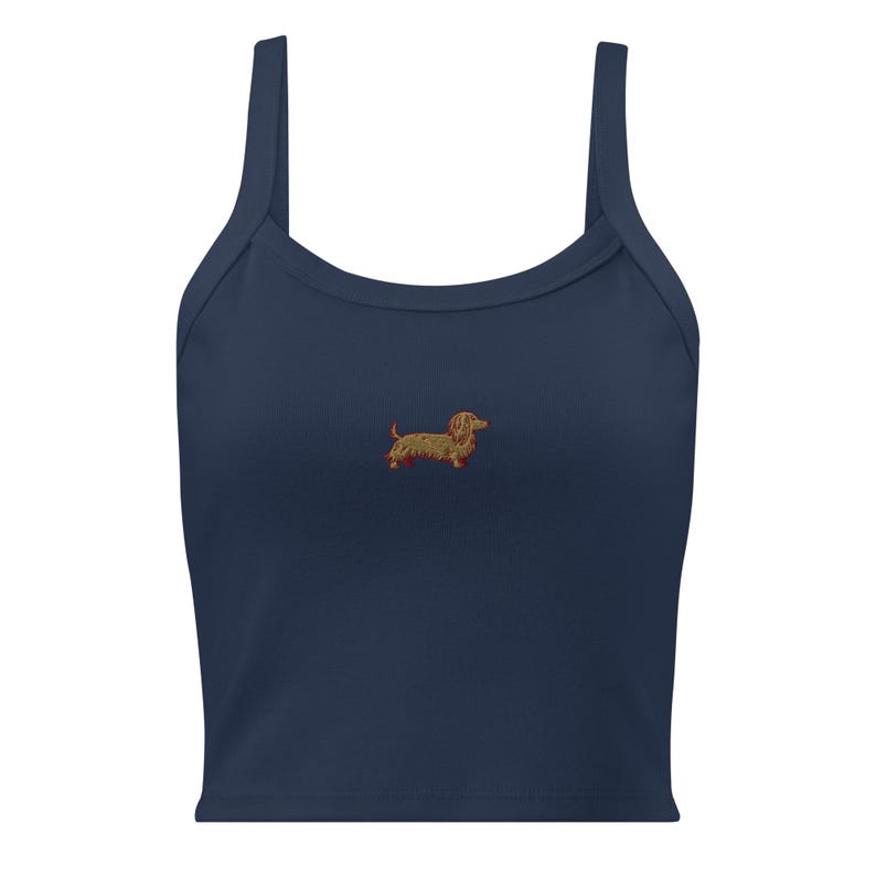 Embroidered Long Hair Dachshund Tank Top, Doxie lover gift, Sausage Dog Shirt, Wiener top