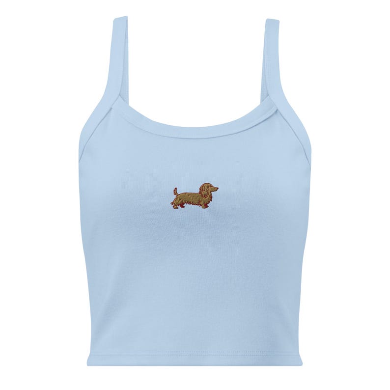 Embroidered Long Hair Dachshund Tank Top, Doxie lover gift, Sausage Dog Shirt, Wiener top