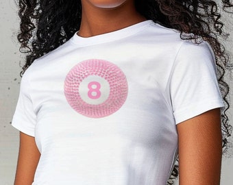 Lucky 8 Ball baby tee, Billiard 8 shirt, Aesthetic tee, 90s baby tee, Preppy t-shirt, 8 ball shirt, Downtown girl, baby tee y2k, y2k style