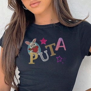 Puta Baby Tee, Funny Sarcastic Y2K Shirt, 90s Style