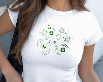 Lucky Shamrock Y2K Baby Tee, St Patricks Day Shirt