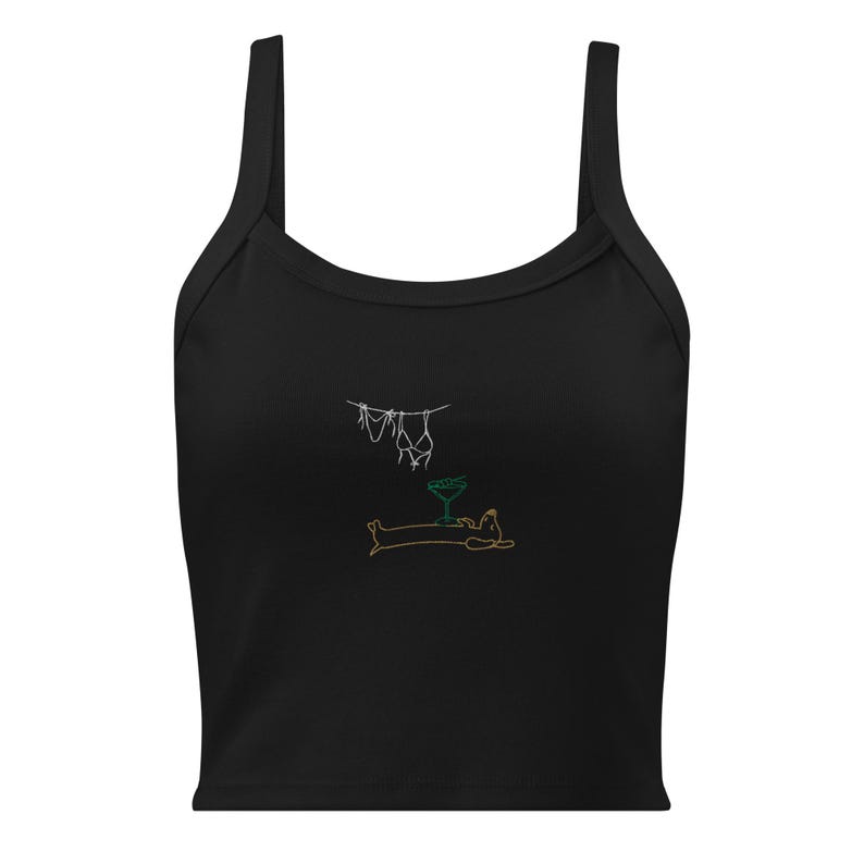 Embroidered Tinis Weenies and Bikinis Shirt Funny Dachshund Tee Sausage Dog Martini Beach Shirt Wiener Dog Gift Summer Dog Lover T-Shirt image 4