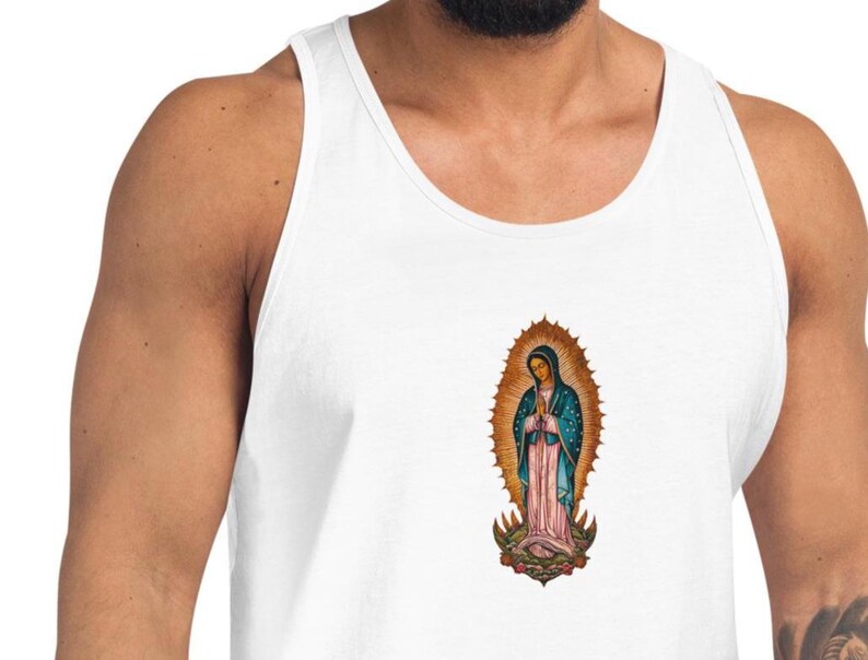Virgen De Guadalupe Graphic Tank Top, Religious Muscle Tee, Mexican ...