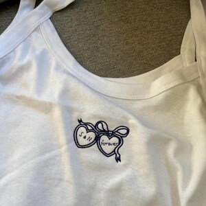 Embroidered Coquette Baby Tee: Personalized Locket Tank Top image 2