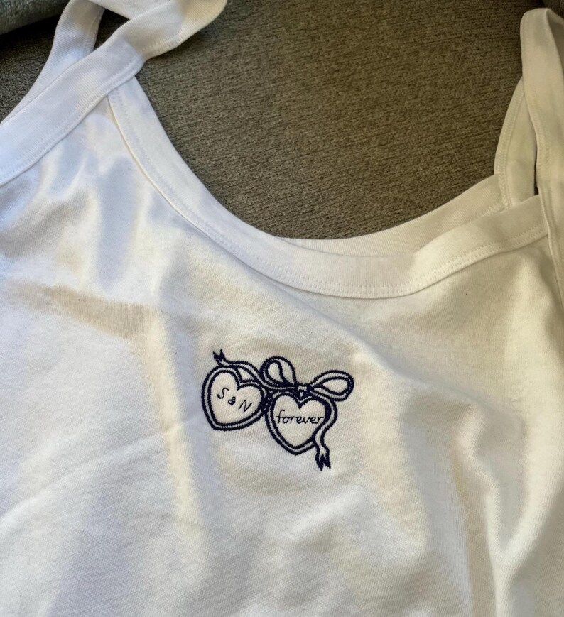 Embroidered Coquette Baby Tee: Personalized Locket Tank Top image 2