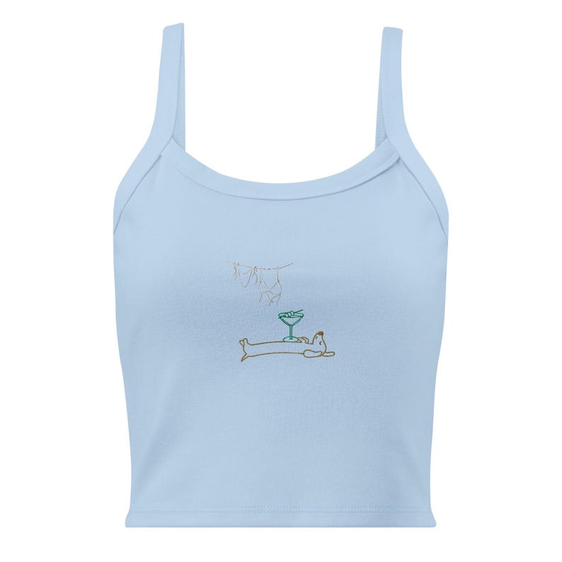 Embroidered Tinis Weenies and Bikinis Shirt Funny Dachshund Tee Sausage Dog Martini Beach Shirt Wiener Dog Gift Summer Dog Lover T-Shirt image 7