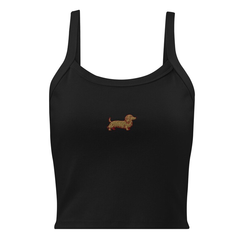 Embroidered Long Hair Dachshund Tank Top, Doxie lover gift, Sausage Dog Shirt, Wiener top