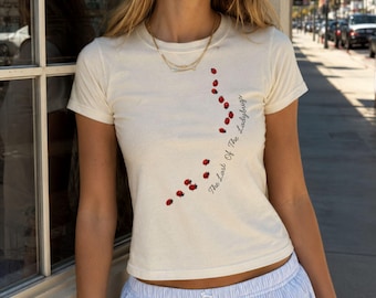 90s Baby Tee Ladybug Graphic Shirt, Last Bug baby tee, Soft Girl Nature Top, Minimalist Cotton T-Shirt