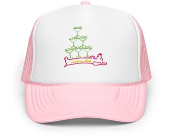 Dachshund Martini Foam trucker hat, Embroidered Doxie Cap, Martini Club Wiener Dog Gift, Girls Trip Accesory