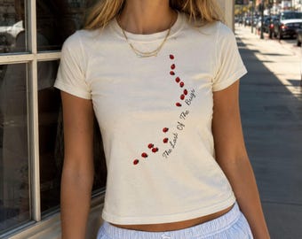 90s Baby Tee Ladybug Graphic Shirt , The Last of the Bugs Aesthetic Tee, Insect Semi Cropped Top, Soft Girl Nature Graphic Tshirt
