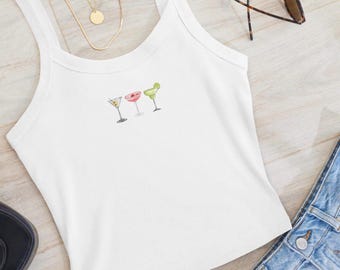 Cocktail Graphic Tank Top: Martini, Margarita, Strawberry Drink