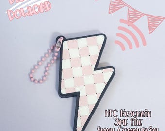 Lightening Bolt NFC Keychain 3D Print File | Checker Keychain (Digital Download)