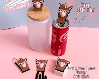 Bubblegum Llama 3D Print Bundle | Clicker, Keychain, Topper (Digital Download)