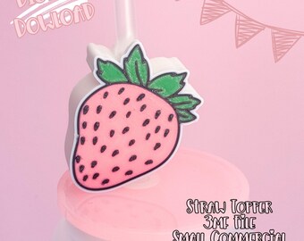 Strawberry Straw Topper 3D Print File: Stanley, Libbey Cup (Digital Download)