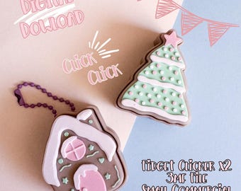 Gingerbread Cookie Fidget Clicker Bundle | Christmas 3d Print 3MF File  (Digital Download)