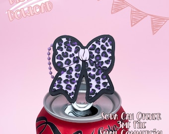 Llavero abrelatas con lazo y estampado de leopardo (archivo para impresión 3D) / Abrelatas femenino y bonito (archivo 3MF) (descarga digital)