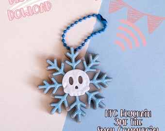 Skull Snowflake Cookie NFC Keychain 3D Print File (Digital Download)