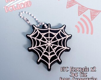 Black Heart Web NFC Keychain 3D Print File | Halloween Keychain (Digital Download)