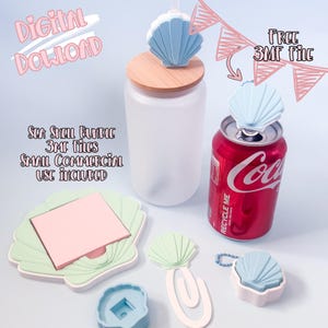 Summer Sea Shell 3D Print Bundle | Beachy Clicker, Soda Can Opener, Straw Topper (Digital Download)