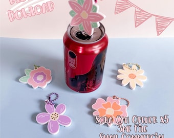 Bundel met bloemen blikopener | 3D-afdrukbestand (digitale download)