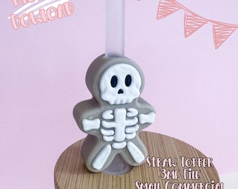 Halloween Skeleton Cookie Straw Topper 3D Print File (Digital Download)