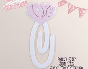 Love Heart-webpaperclip 3D-afdrukbestand | Bookish Girly (digitale download)