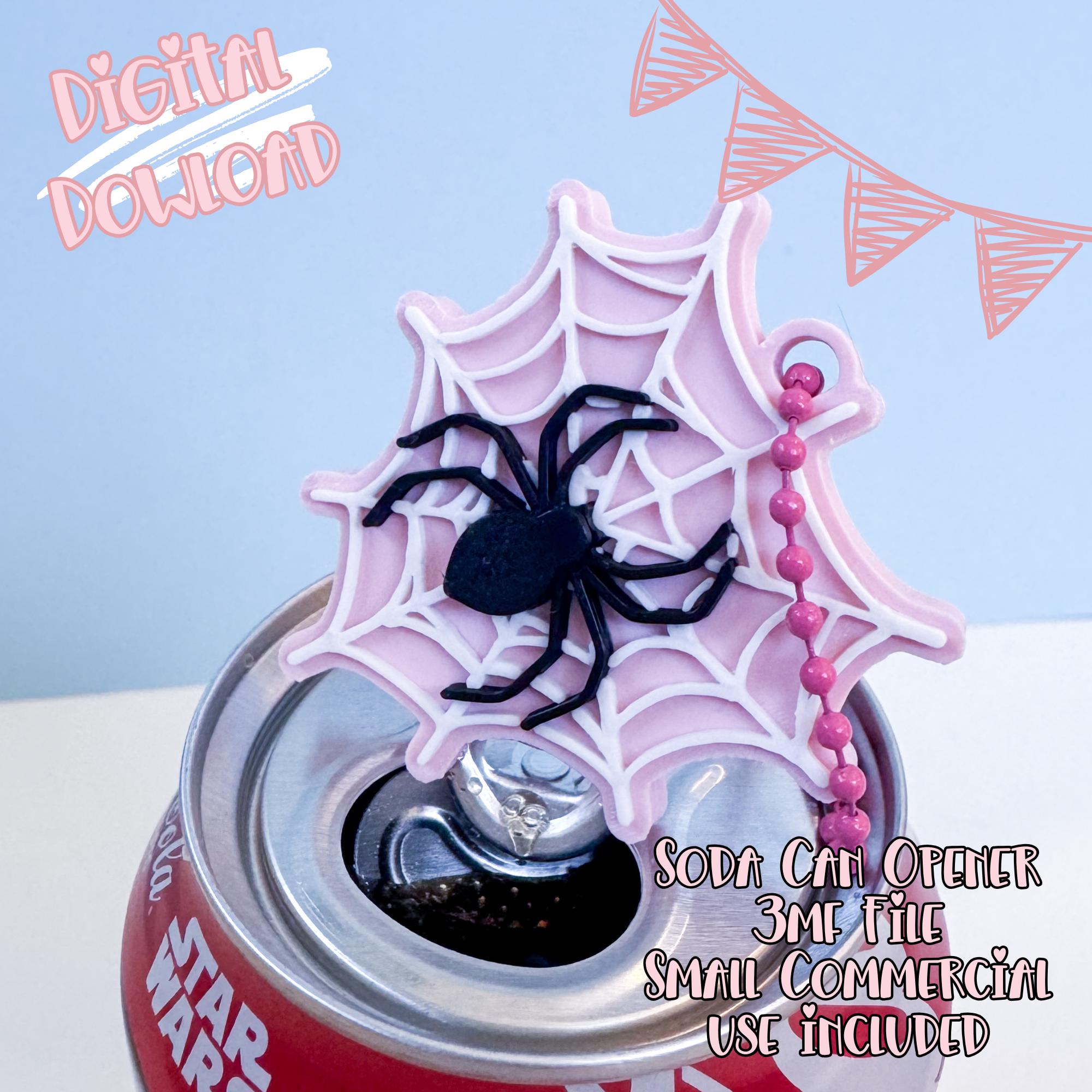 Heart Web Soda Can Opener 3D Print File | Halloween Soft Drink Can