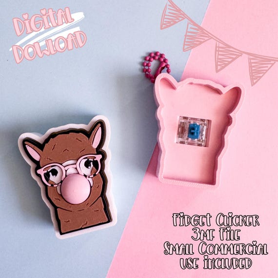 Bubblegum Llama Toy Clickers | 3d Print Fidget Toy (Digital Download)