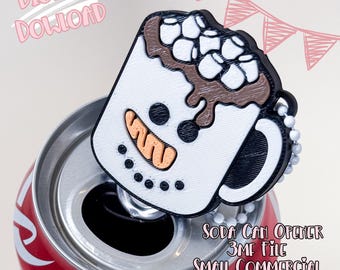 Snowman Mug Soda Can Opener 3D Print File | Hot Chocolate Fizzy Can Opener 3MF (Digital Download)