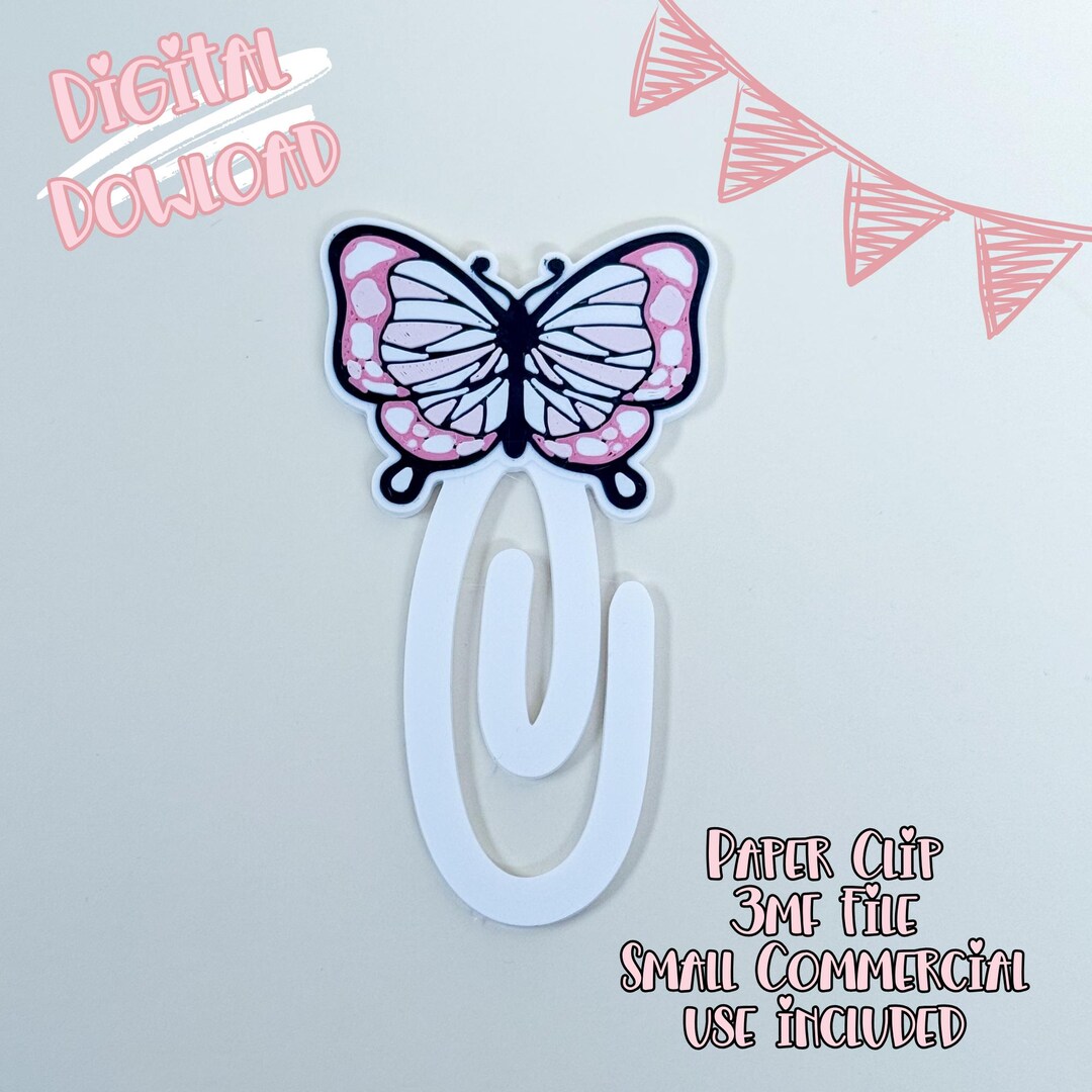 Butterfly Paper Clip 3D Print File | Bookish Summer (digital Download ...