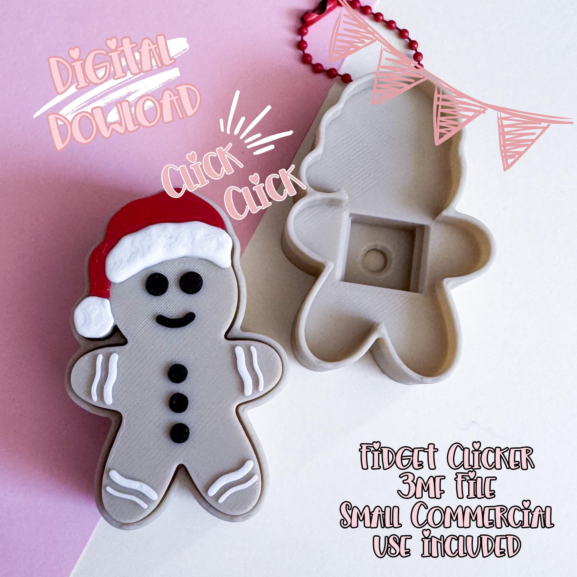 Gingerbread Man Cookie Fidget Clicker | Christmas 3d Print 3MF File ...