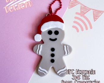 Gingerbread Man Cookie NFC Keychain | 3D Print File (Digital Download)