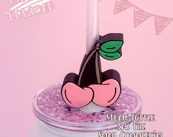 Print Cherry Straw Topper 3D Print File (Digital Download)