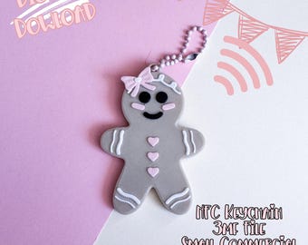Gingerbread Girl Cookie NFC Keychain | 3D Print File (Digital Download)