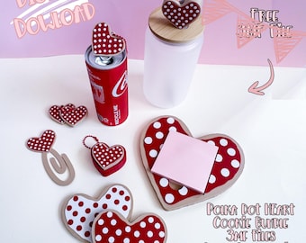 Polka Dot Heart Cookie 3D Print Bundle | Coaster, Keychain, Topper (Digital Download)