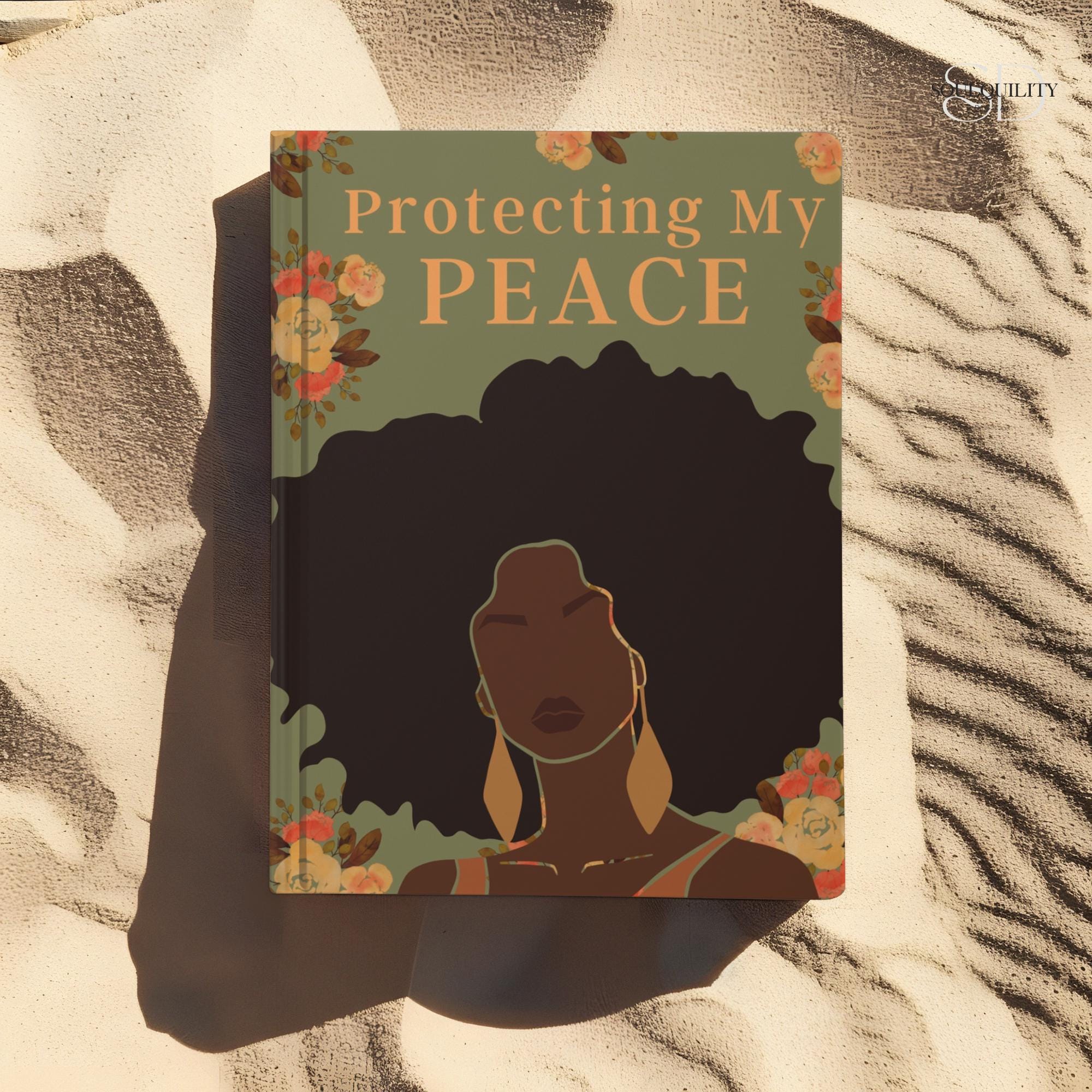 Protecting My Peace Journal, black woman gift, Floral Afro Woman Design, motivational journal