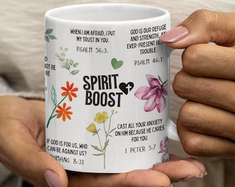 faith mug,faith bible verse,flower gift,bible motivational verse,bible quote,wraparound mug,scripture mug,religious gift, 11oz Ceramic Mug
