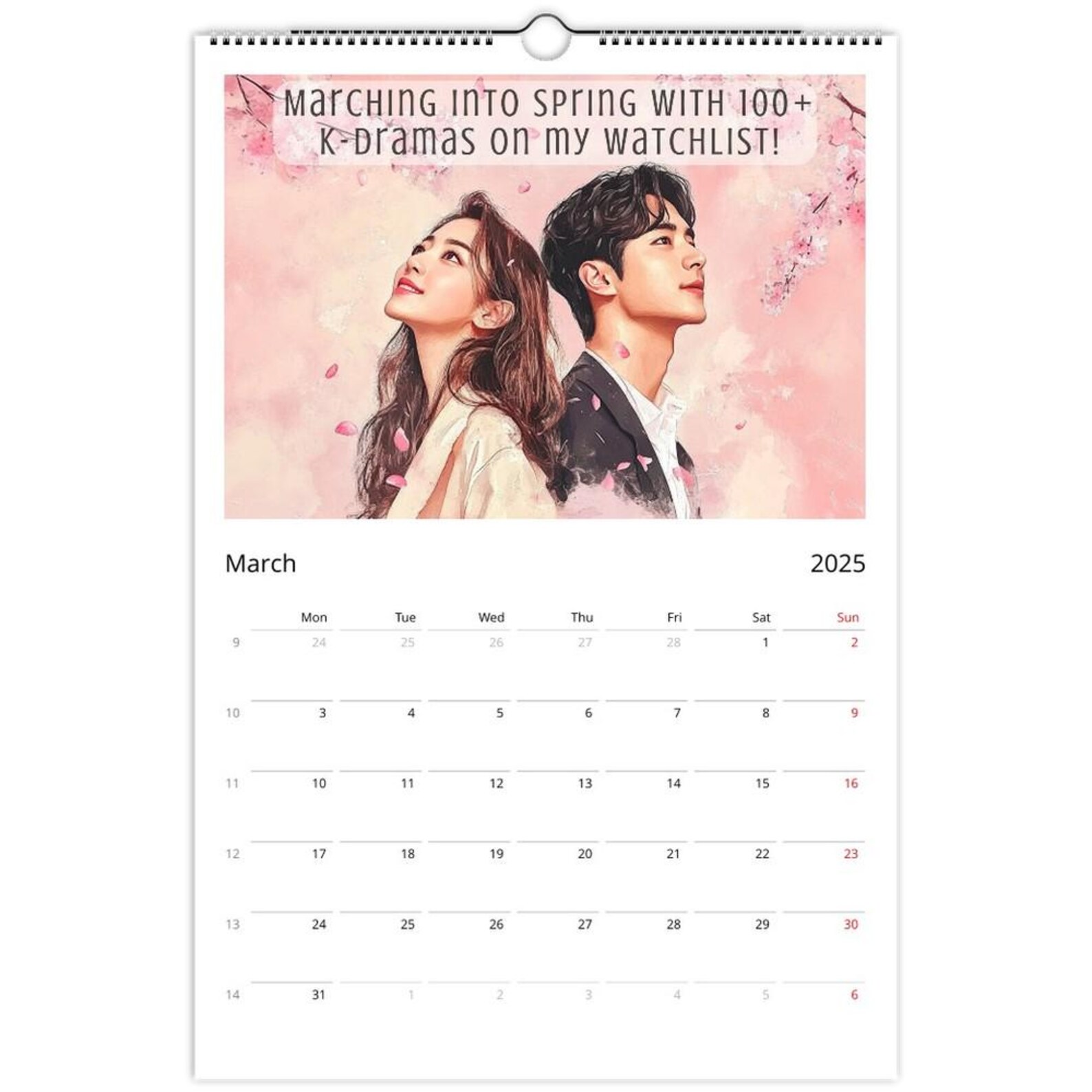 Kdrama Wall Calendars 2025 US & Ca,kdrama Calendar,kdrama Fan Gift,kpop